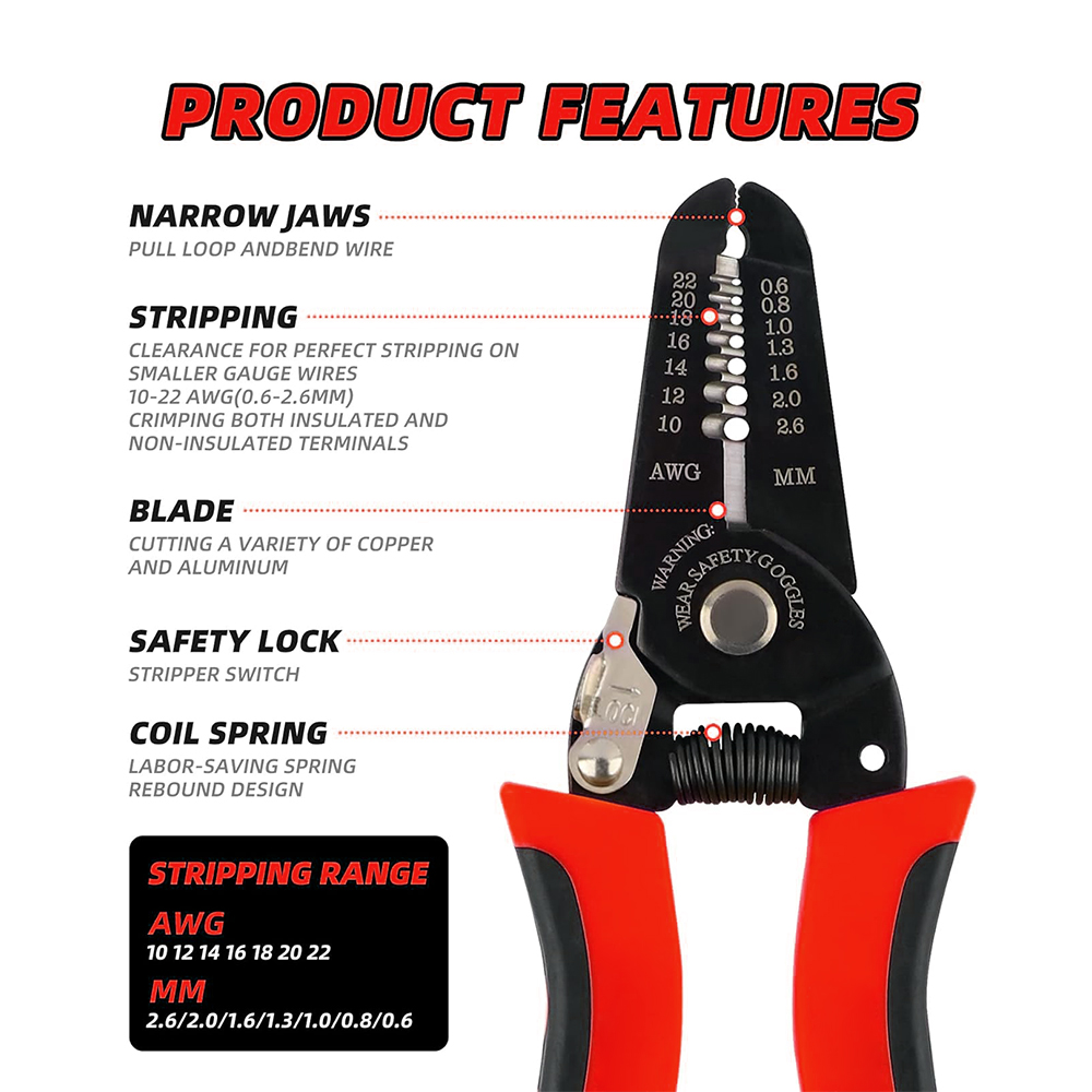 Wire Stripper Cutter - Draadknipper, draadstripper, crimptang, draadstriptang, kabelstripper, bedradingsgereedschap,
