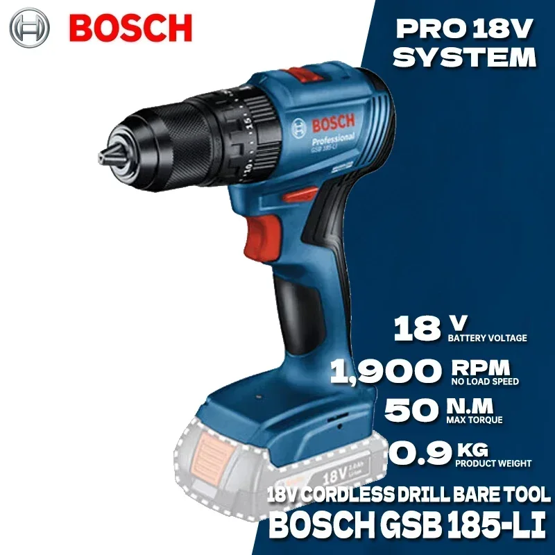 Bosch Drill Gsb 18V - BOSCH GSB 185-LI Borstelloze Accu-slagboormachine 18V
