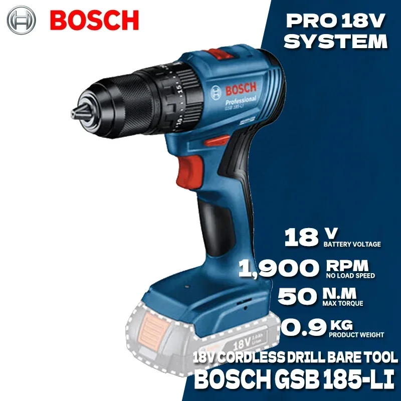 Bosch Drill Gsb 18V - BOSCH GSB 185-LI Borstelloze Accu-slagboormachine 18V