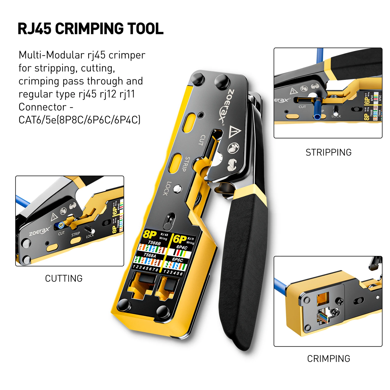 ZoeRax RJ45 CAT6 CAT5E krimpge - Wire Stripper Cutter recensie en prijs